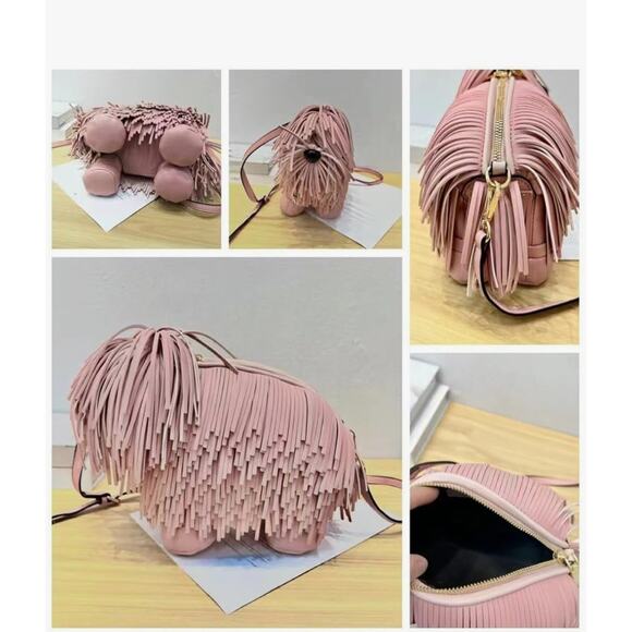 Cute Dog Shape Single Shoulder Bag Tassels Crossbody Bag - Picture 6 of 8